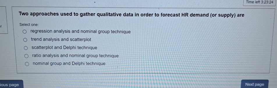  Time left 3:23:24 Two approaches used to gather qualitative data in