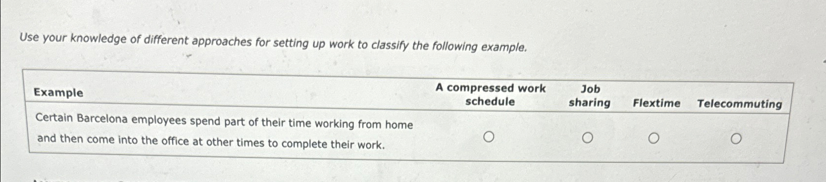  Use your knowledge of different approaches for setting up work to