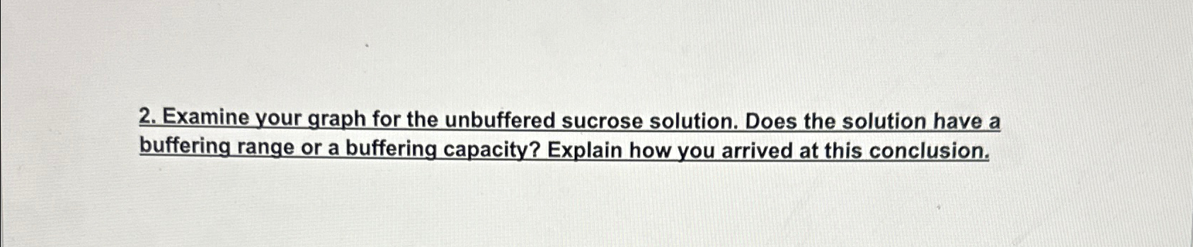  Examine your graph for the unbuffered sucrose solution. Does the solution
