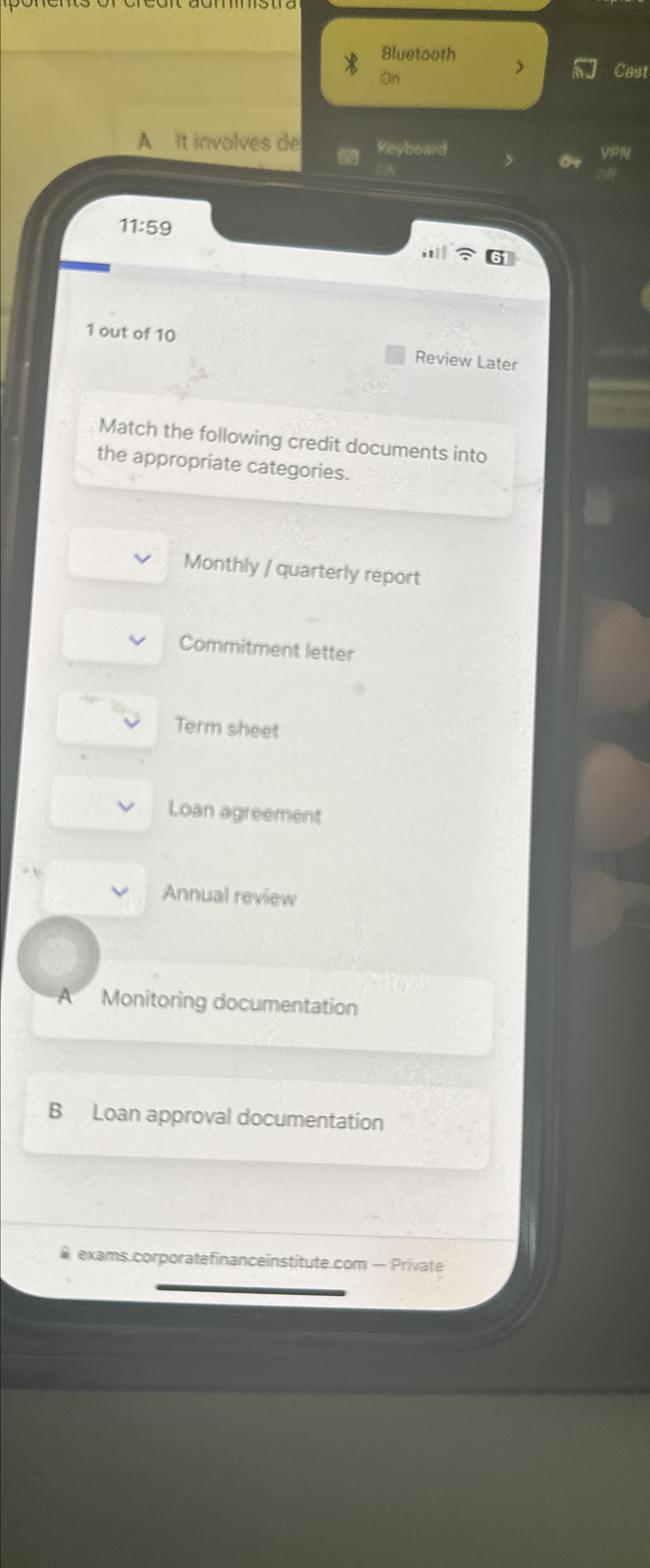  A in involves de 11:59 1 out of 10 Review Later