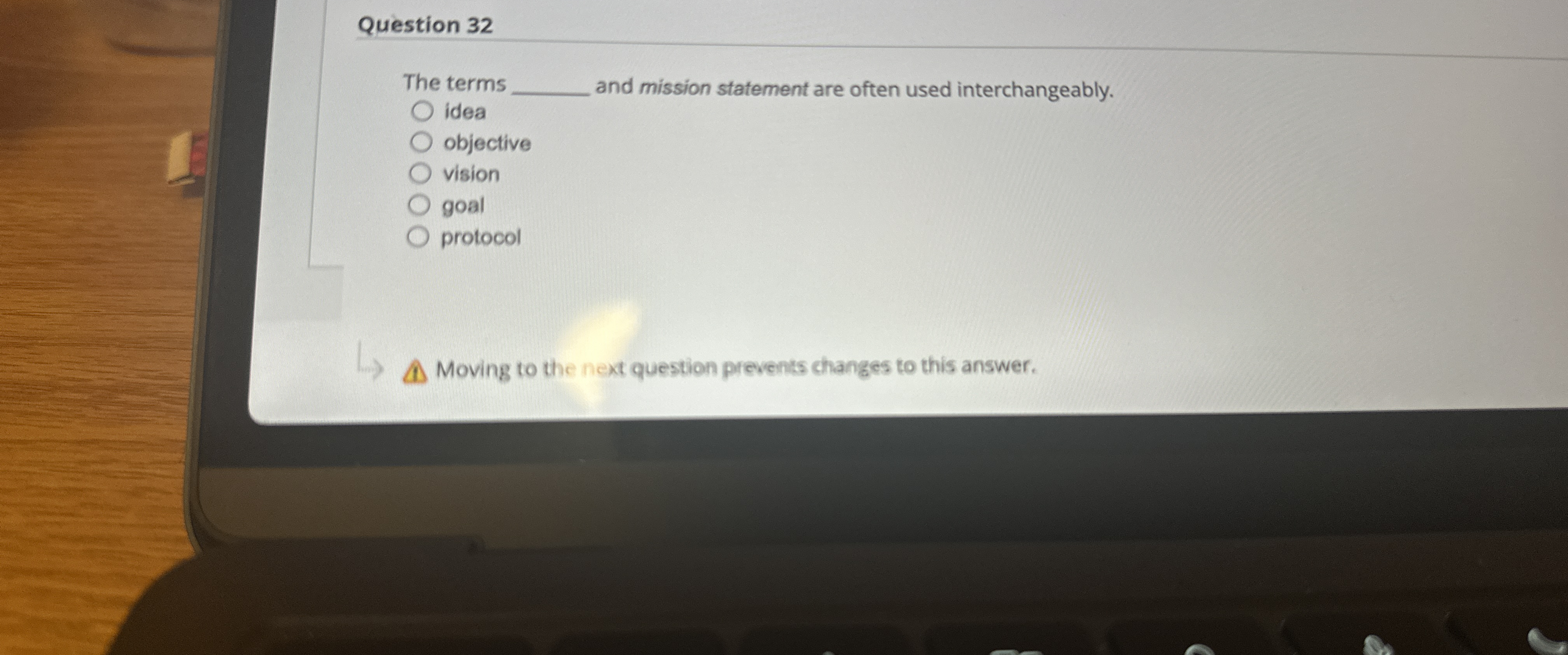  Question 32 The terms and mission statement are often used interchangeably.