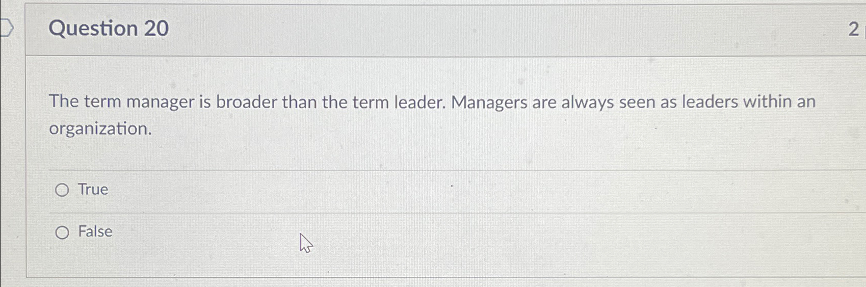  Question 20 2 The term manager is broader than the term