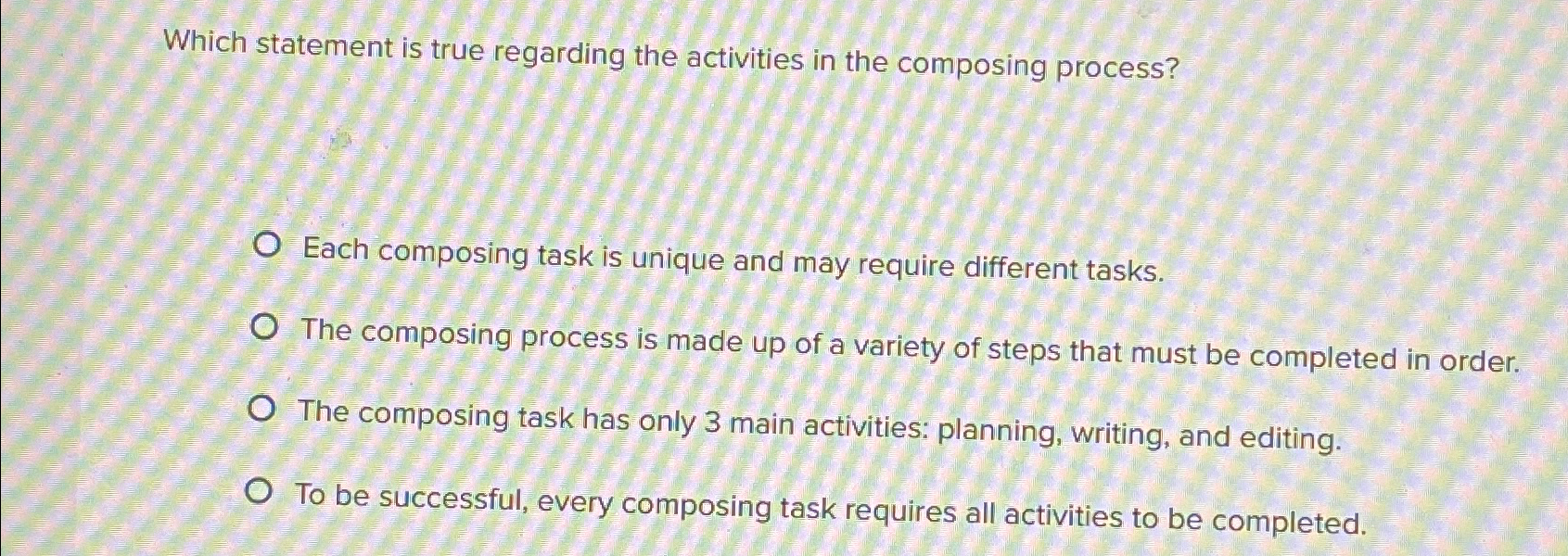 Which statement is true regarding the activities in the composing process?