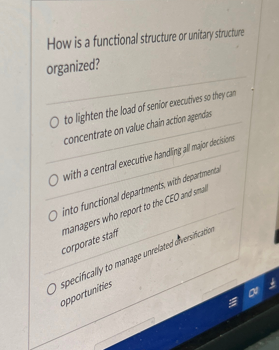  How is a functional structure or unitary structure organized? to lighten