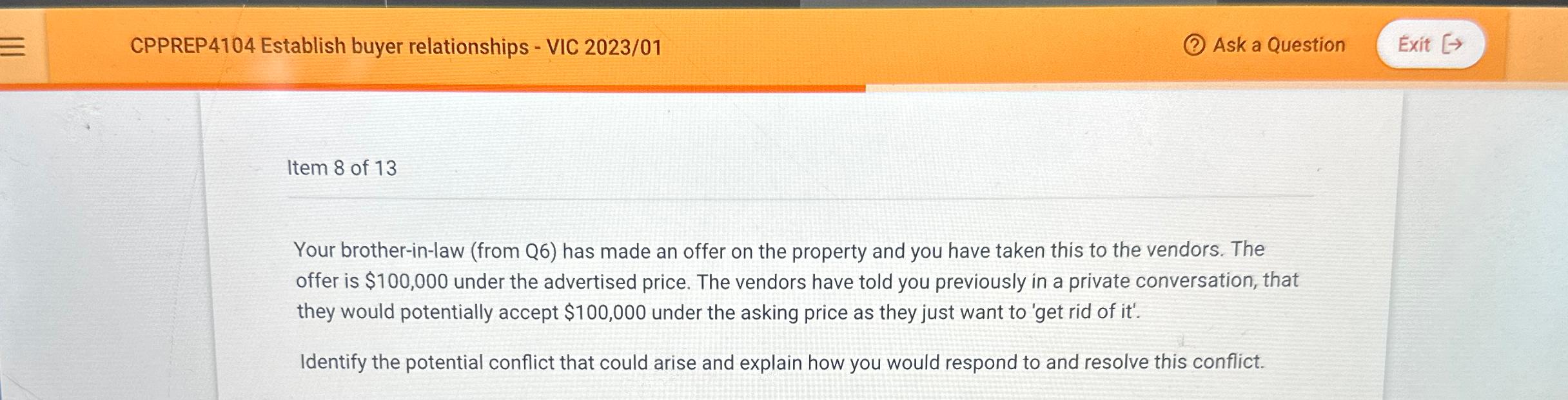  CPPREP4104 Establish buyer relationships - VIC 2023/01 (?) Ask a Question