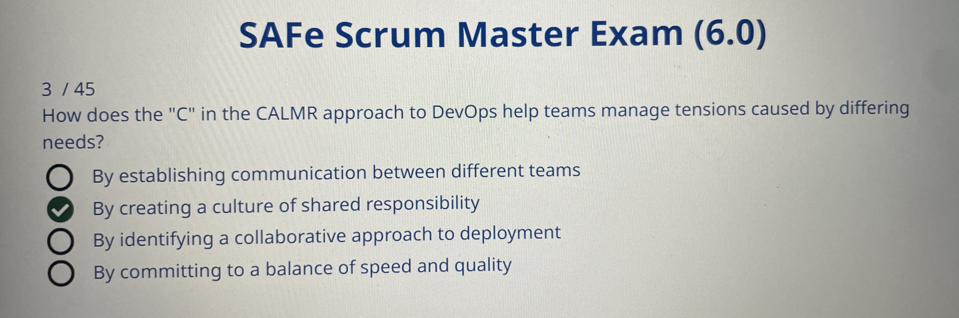  SAFe Scrum Master Exam (6.0) 345 How does the "C" in