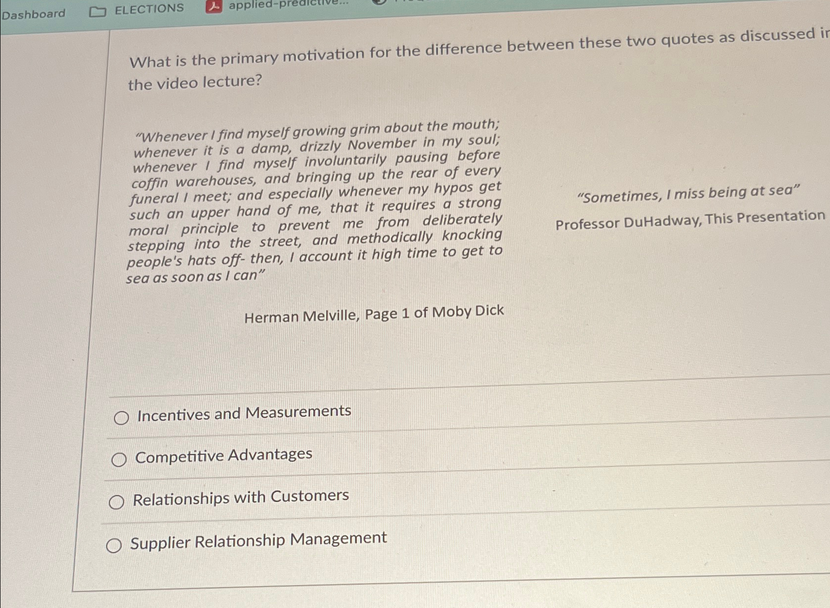  Dashboard ELECTIONS applied-predictive... What is the primary motivation for the difference