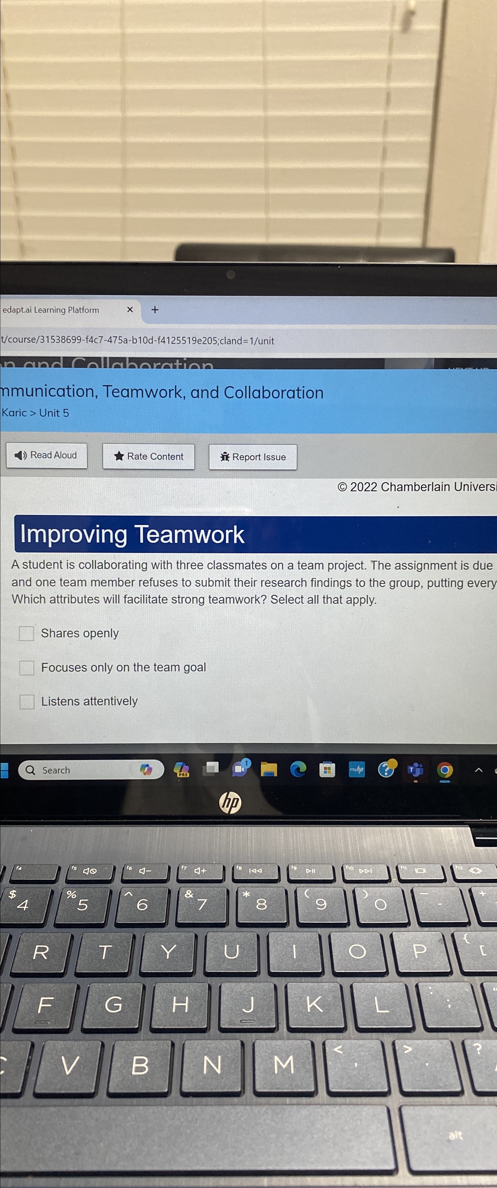  edapt.ai Learning Platform t/course/31538699-f4c7-475a-b10d-f4125519e205;cland=1/unit mmunication, Teamwork, and Collaboration Karic > Unit