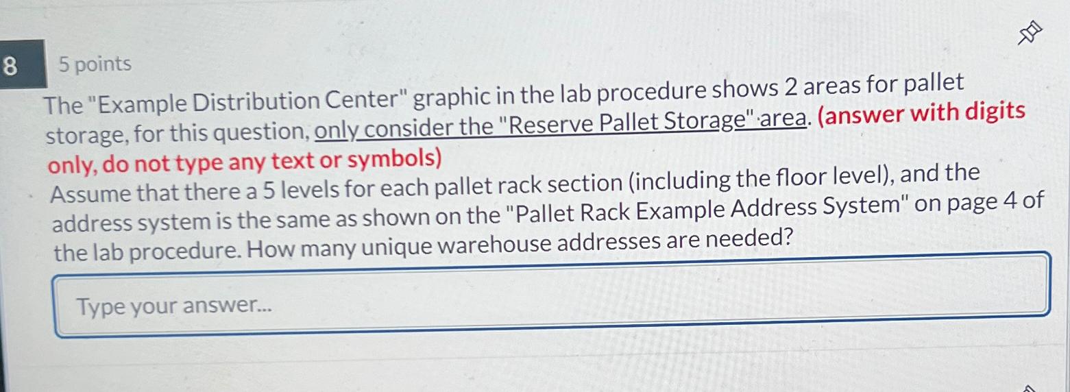  8 5 points The "Example Distribution Center" graphic in the lab