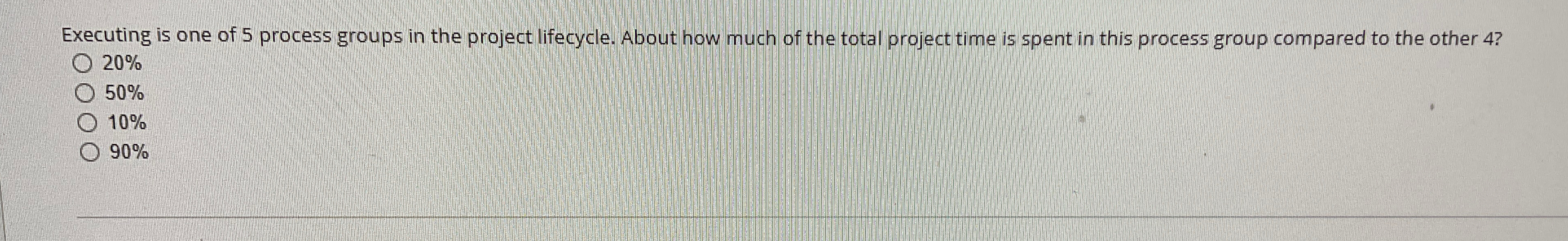  Executing is one of 5 process groups in the project lifecycle.