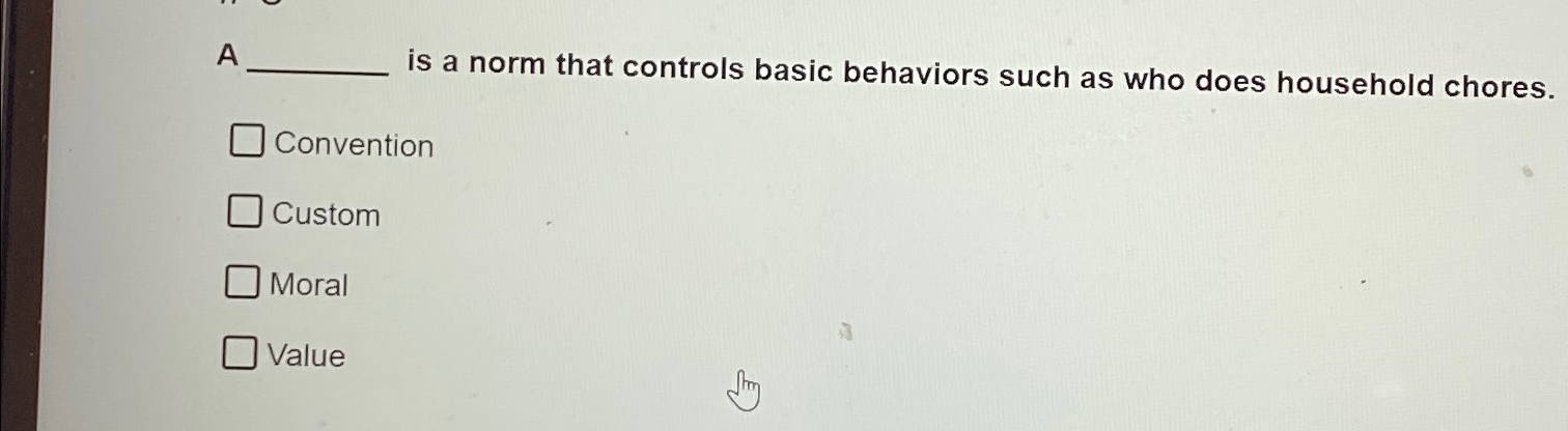 A is a norm that controls basic behaviors such as who