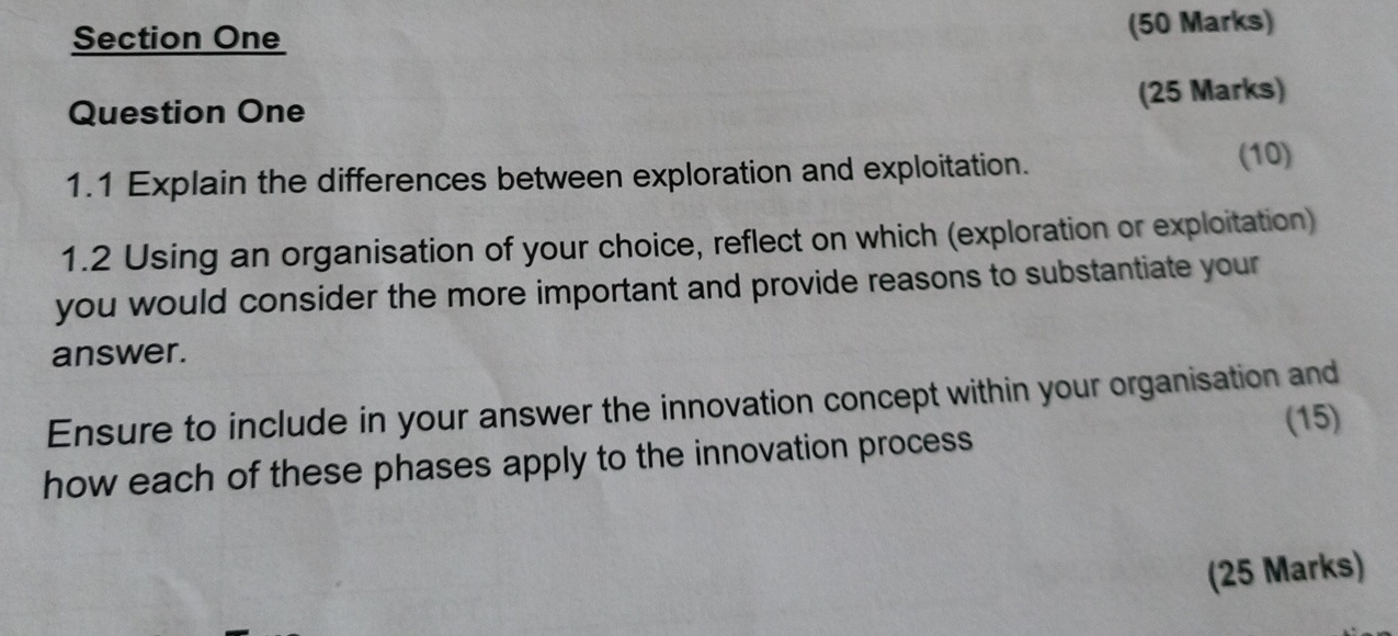  Section One (50 Marks) Question One (25 Marks) 1.1 Explain the