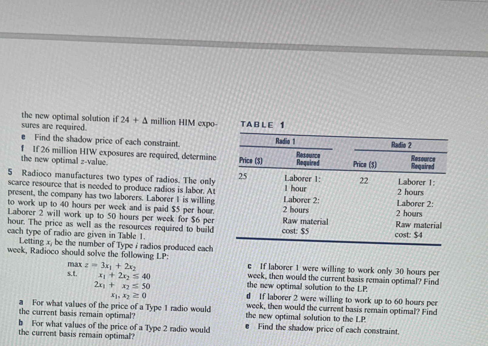  USE EXCEL TO PRODUCE SENSITIVITY ANALYSIS REPORT THEN ANSWER QUESTION!! 5