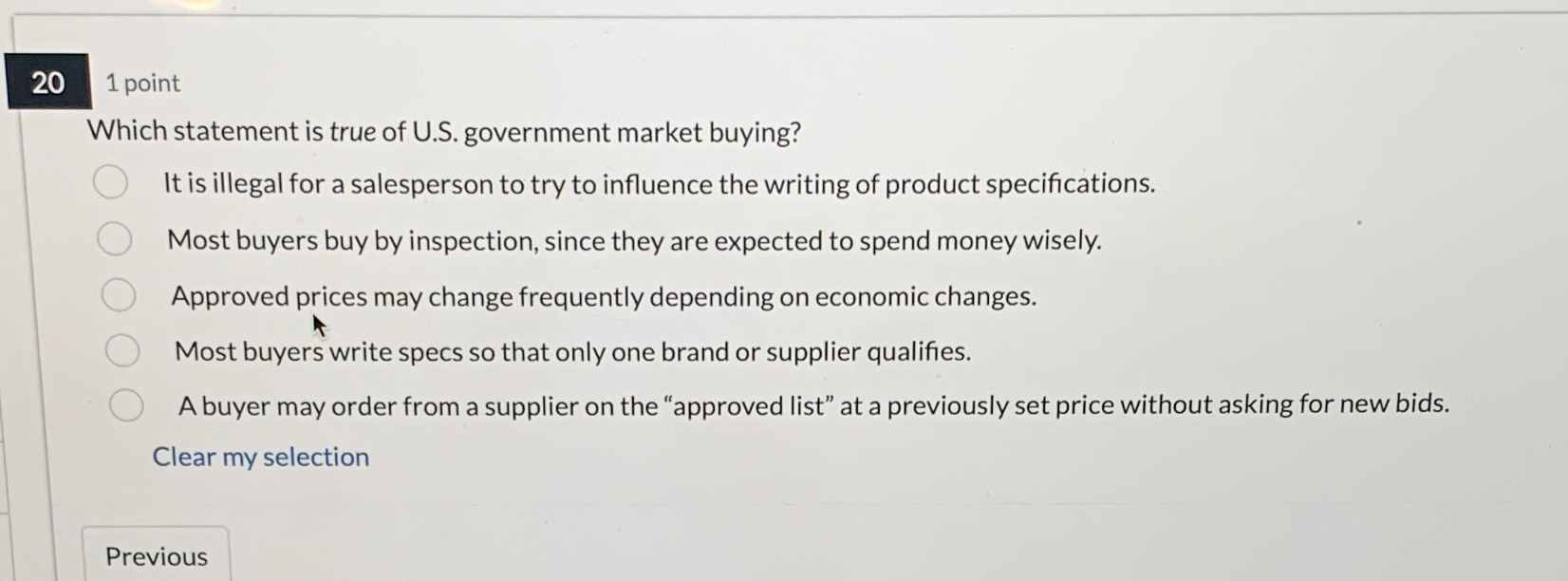  20 1 point Which statement is true of U.S. government market