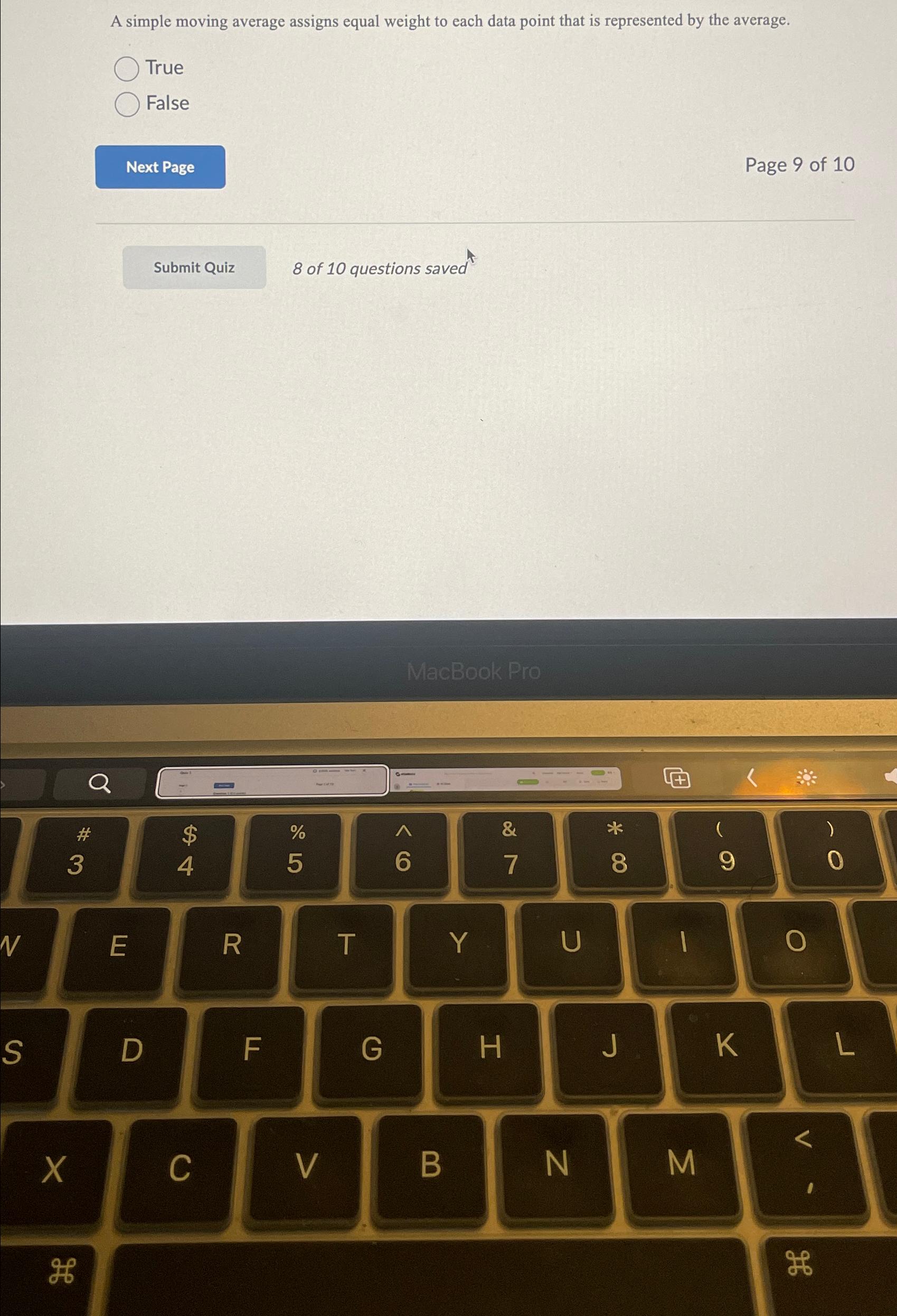  A simple moving average assigns equal weight to each data point