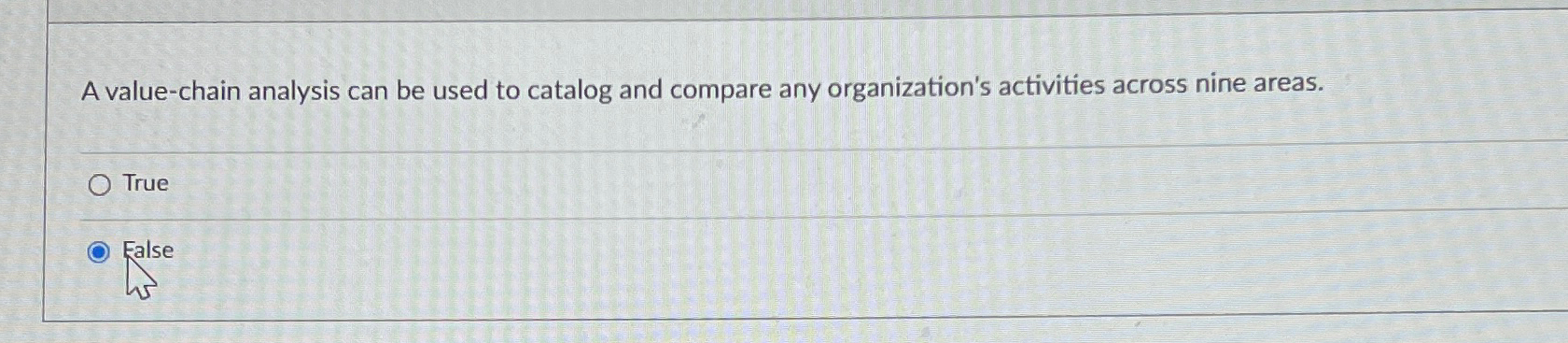  A value-chain analysis can be used to catalog and compare any