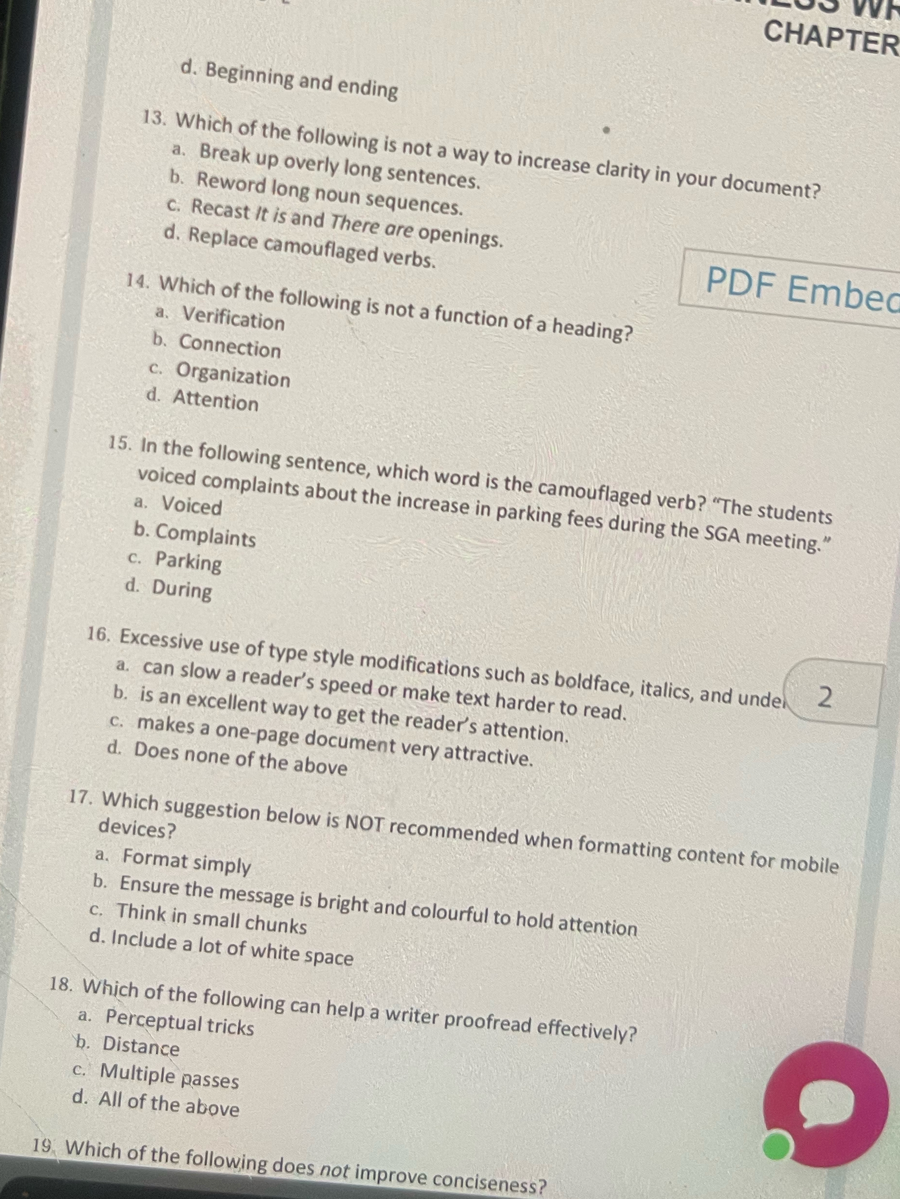  d. Beginning and ending CHAPTER 13. Which of the following is