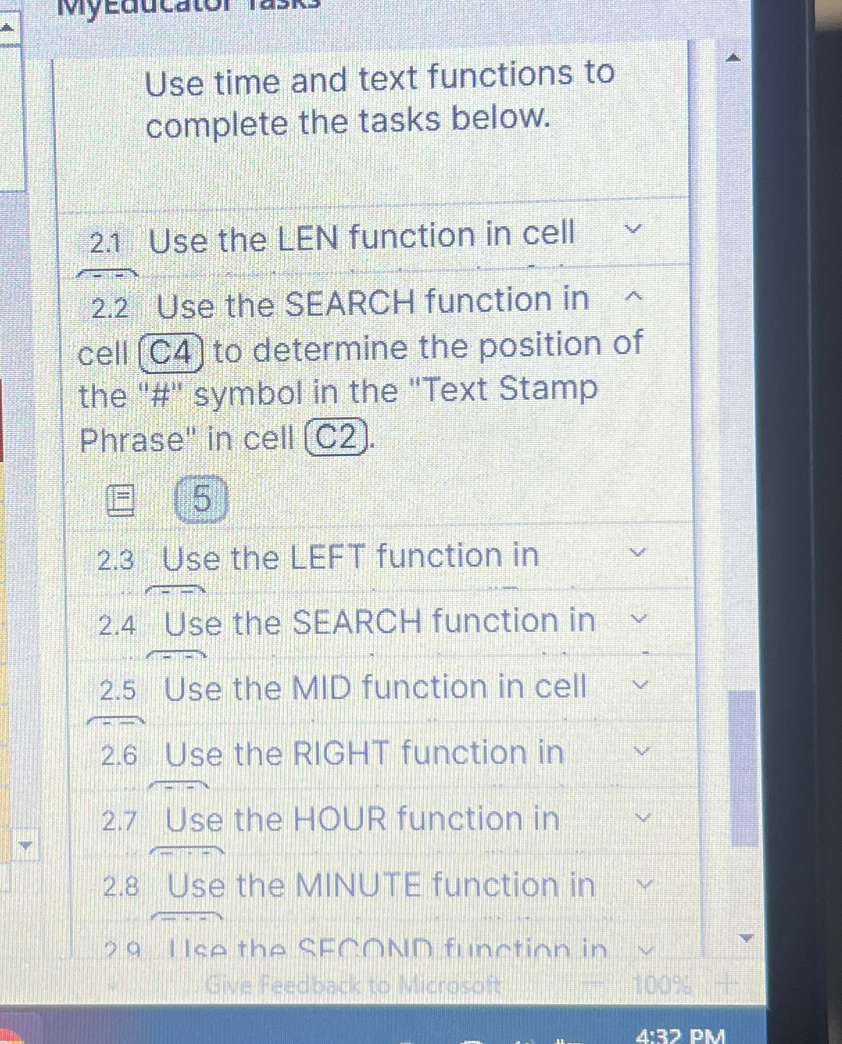  Use time and text functions to complete the tasks below. 2.1