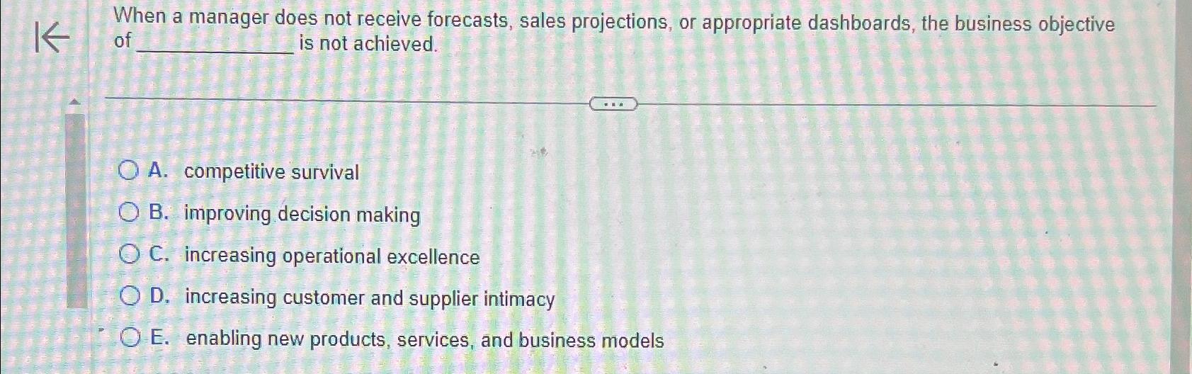  When a manager does not receive forecasts, sales projections, or appropriate