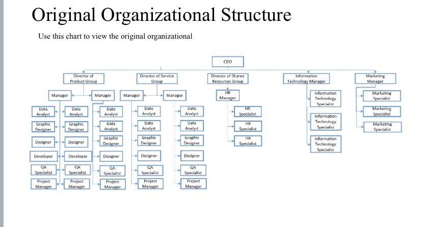  Overview In this assignment, you will evaluate a current organizational structure