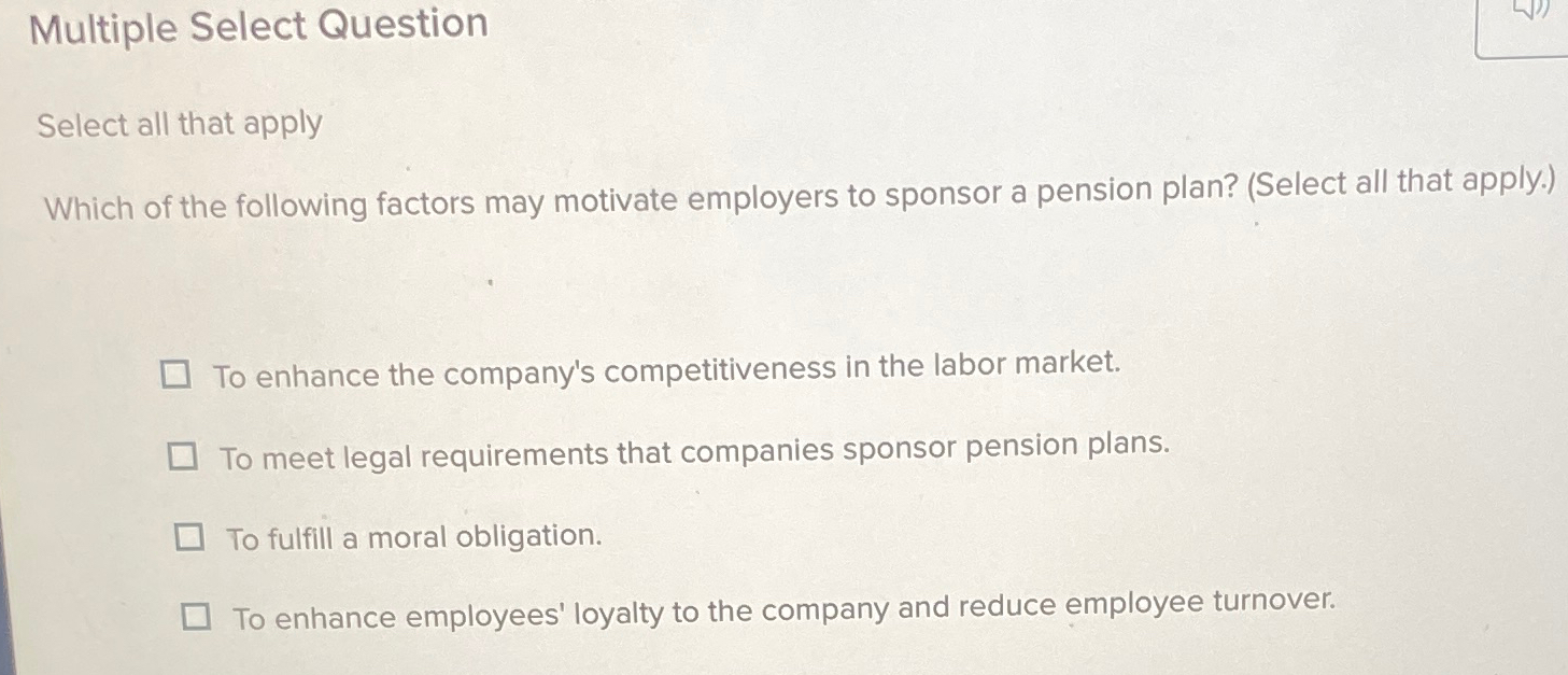  Multiple Select Question Select all that apply Which of the following