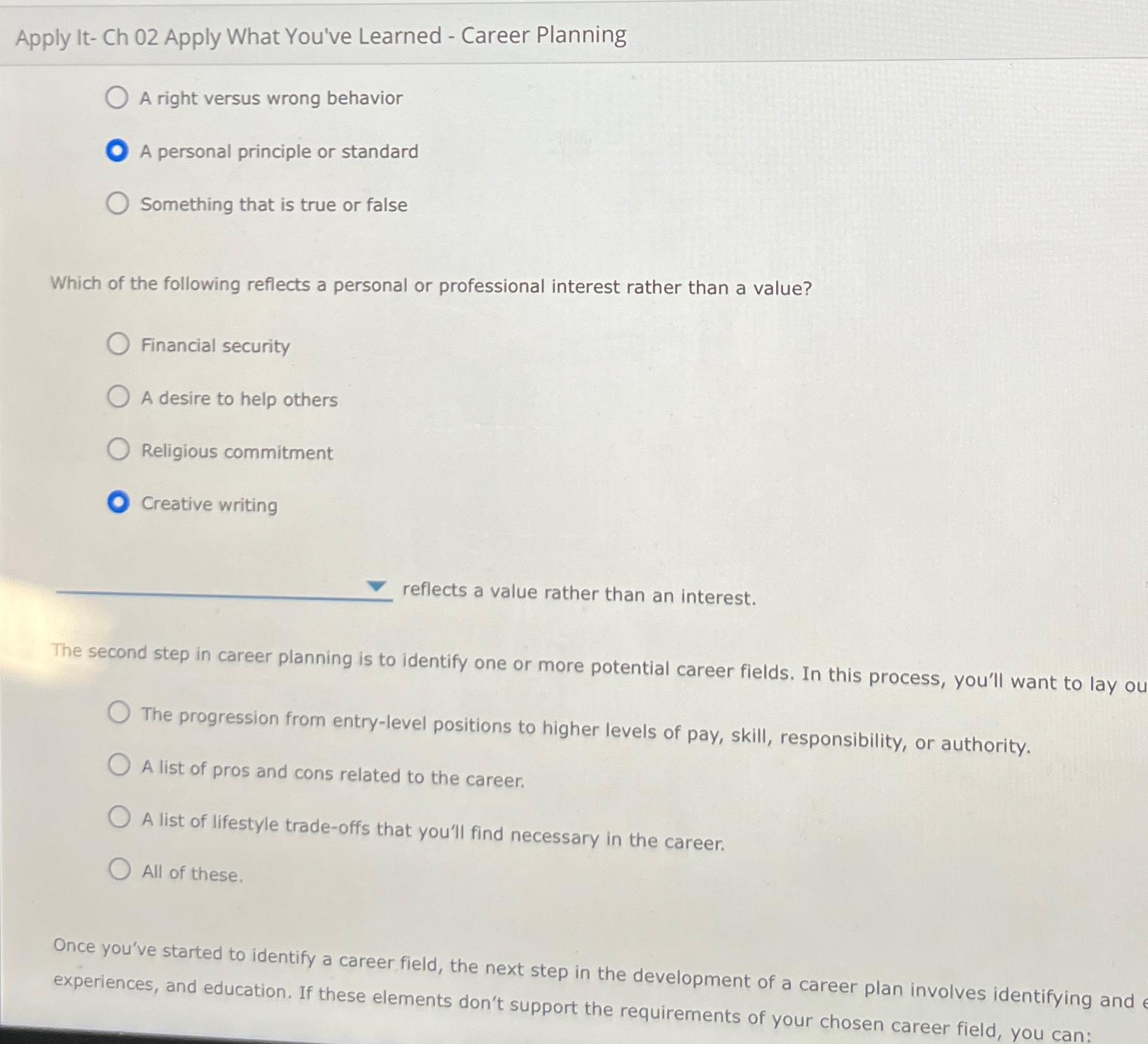  Apply It- Ch 02 Apply What You've Learned - Career Planning