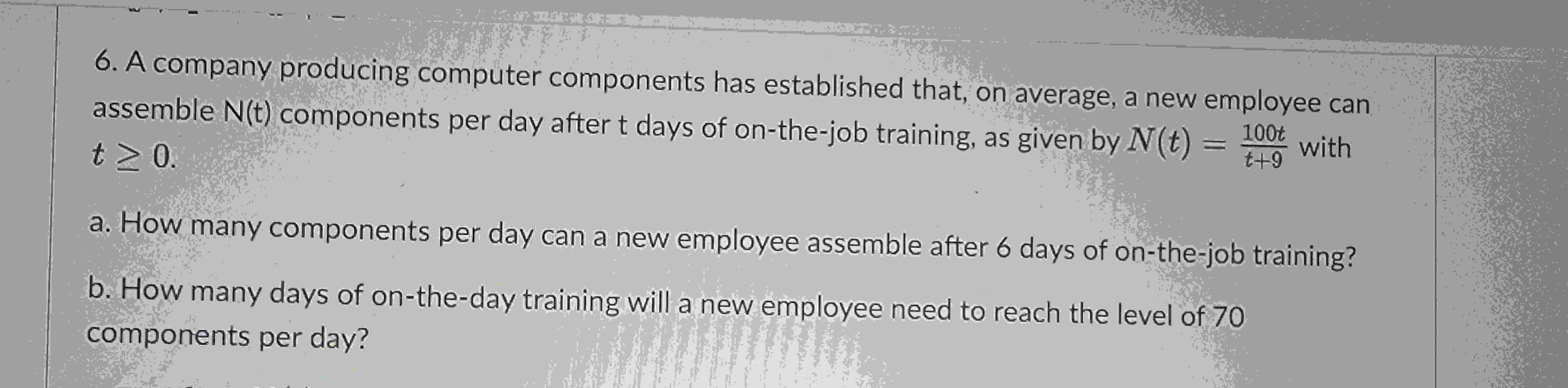  A company producing computer components has established that, on average, a