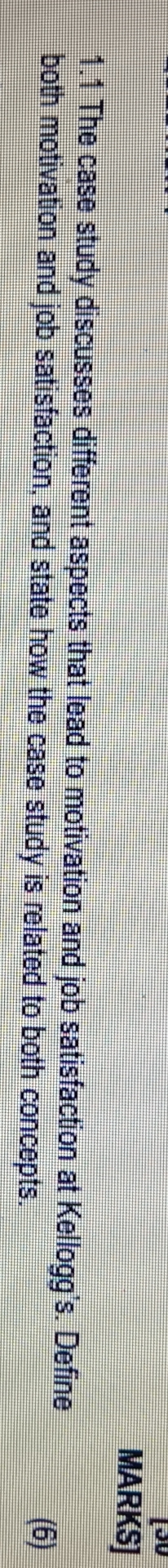  1.1 The case study discusses different aspects that lead to motivation