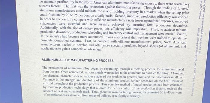 of Anwar Aluminium Works. You need to make a quantitative and qualitative