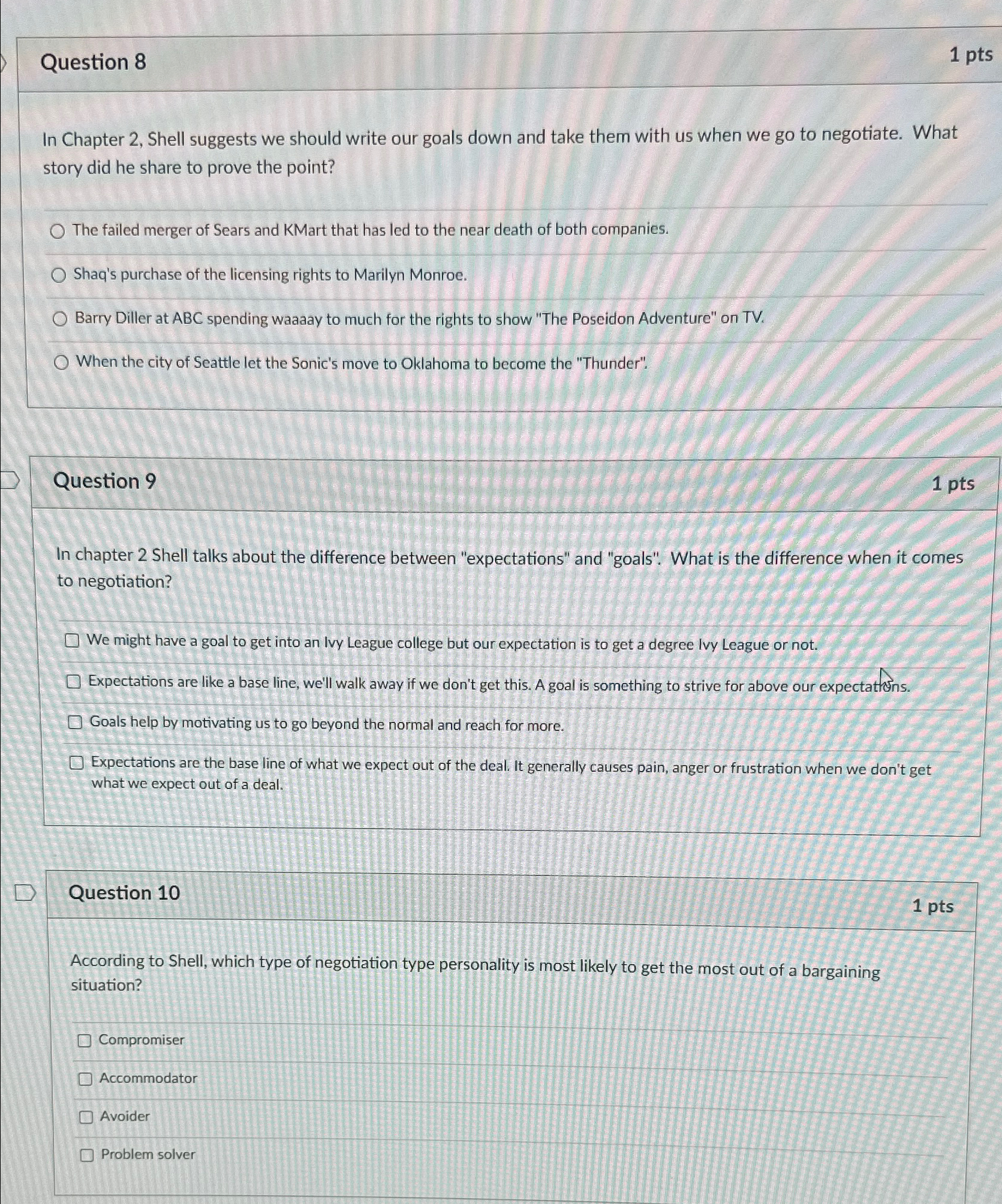  Question 8 1pts In Chapter 2, Shell suggests we should write