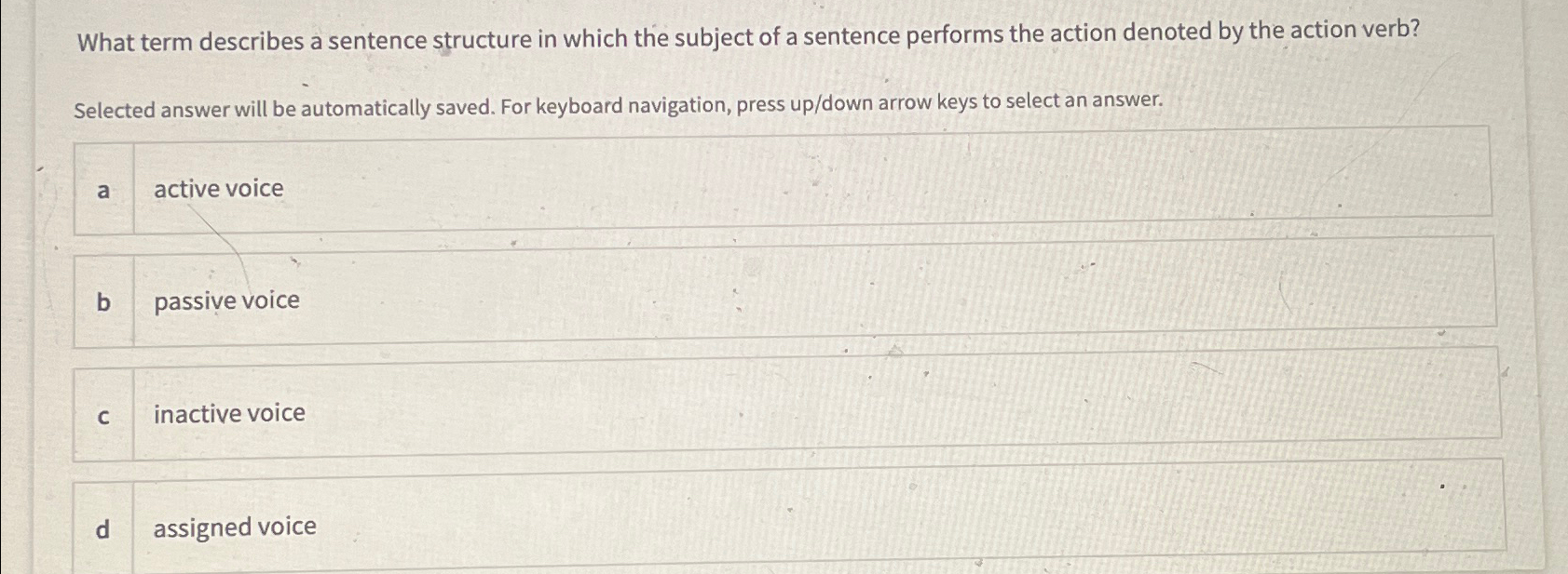  What term describes a sentence structure in which the subject of