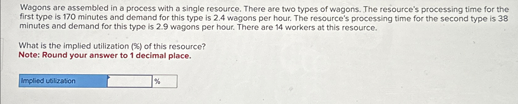  Wagons are assembled in a process with a single resource. There