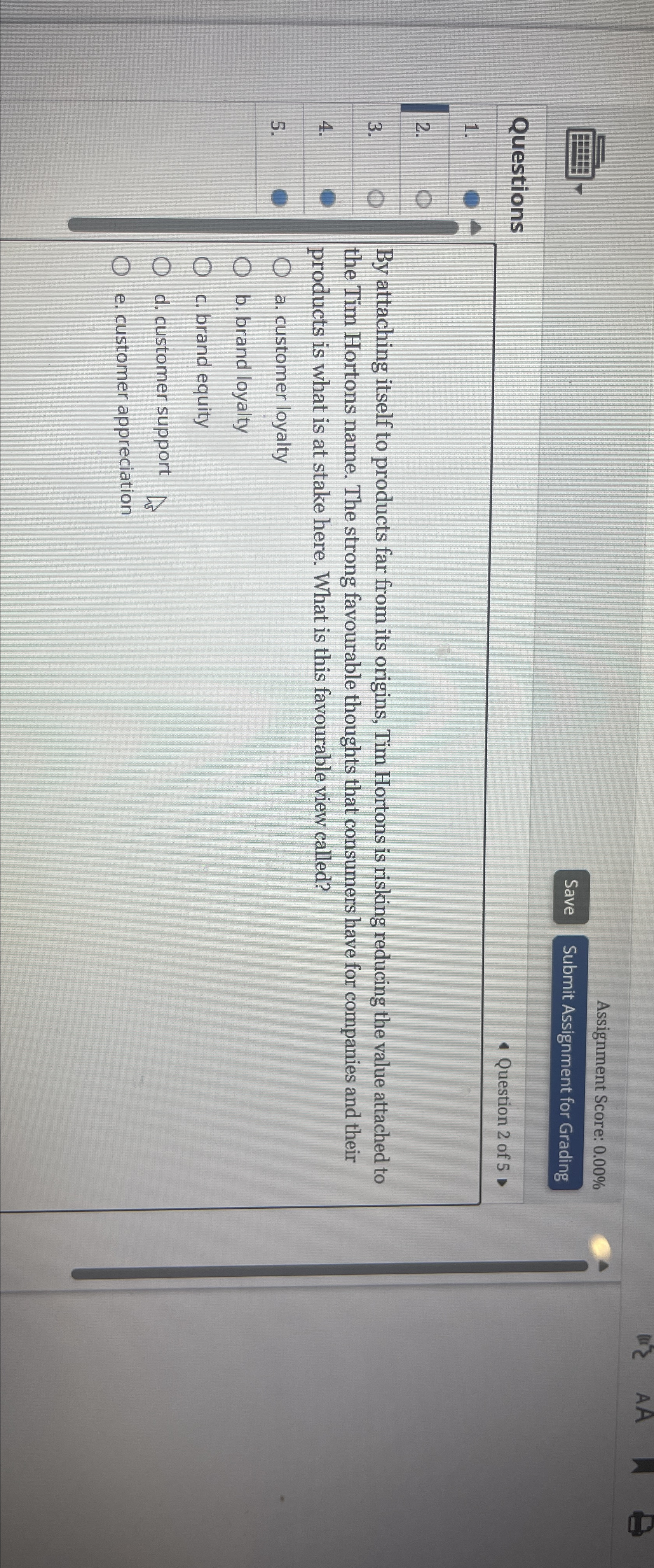  Assignment Score: 0.00% Submit Assignment for Grading Questions Question 2 of