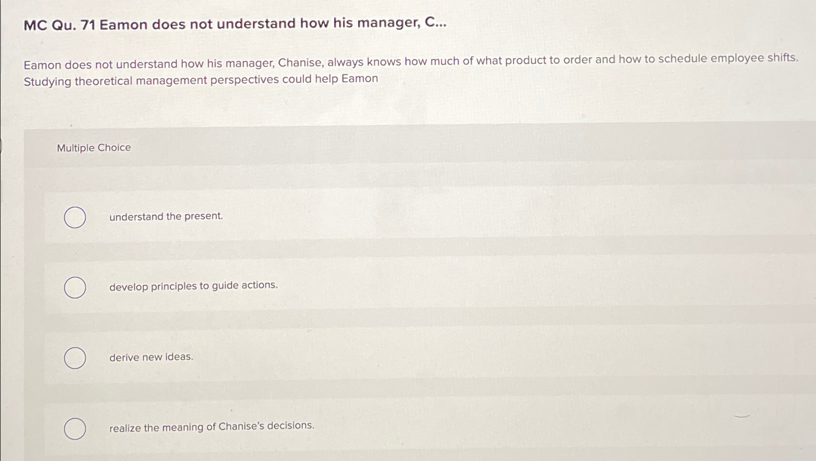  MC Qu.71 Eamon does not understand how his manager, C... Eamon