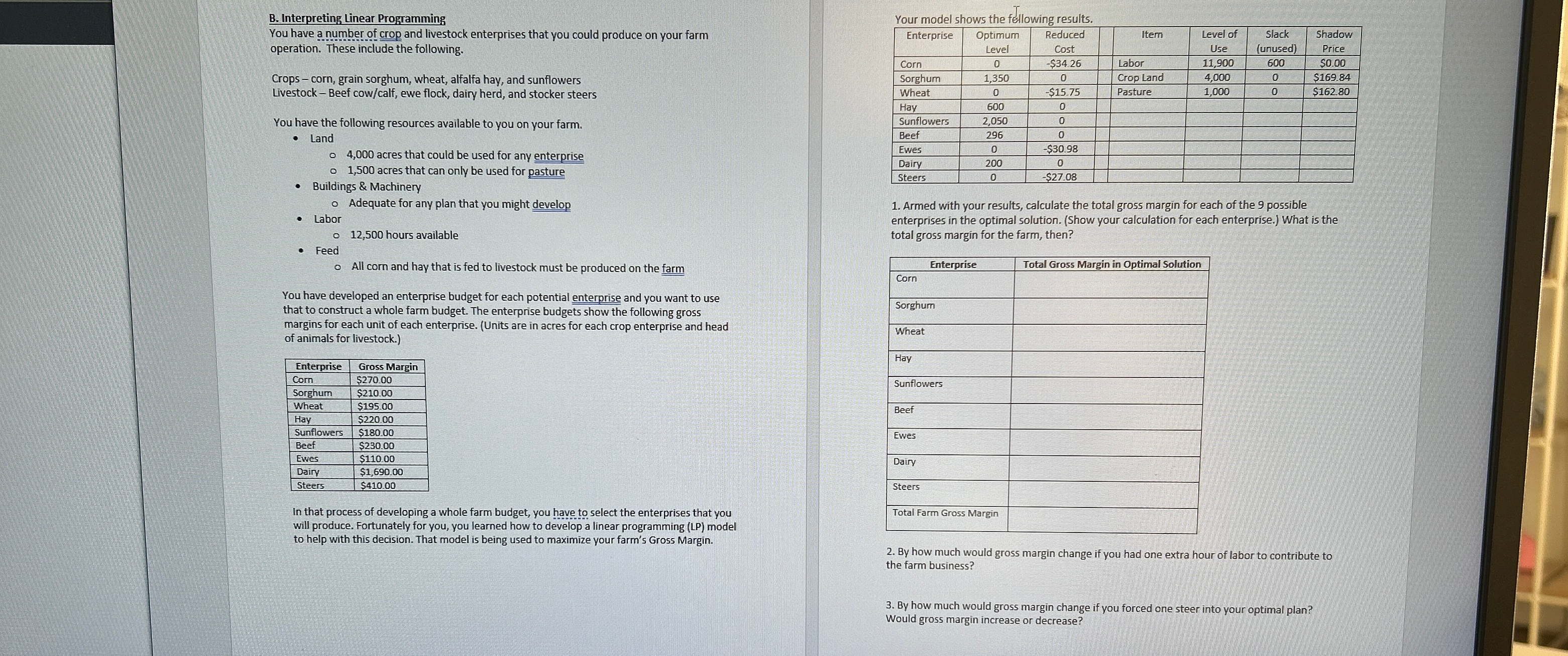  Interpreting linear programming 