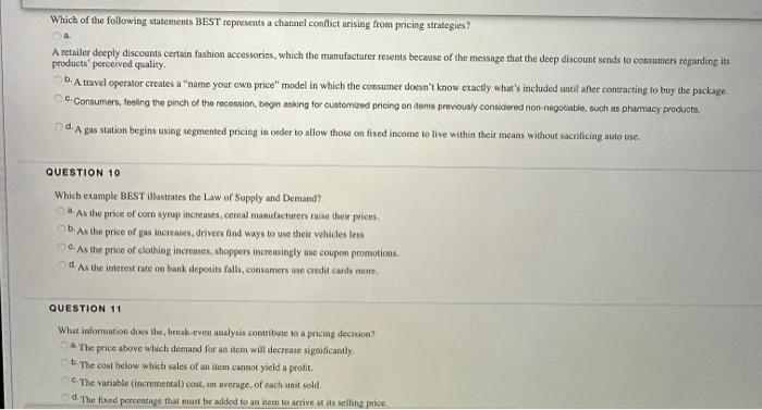 analysis b. Break-even analysis c. Retained revenue analysis d. Price waterfall analysis