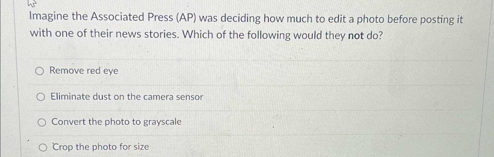  Imagine the Associated Press (AP) was deciding how much to edit