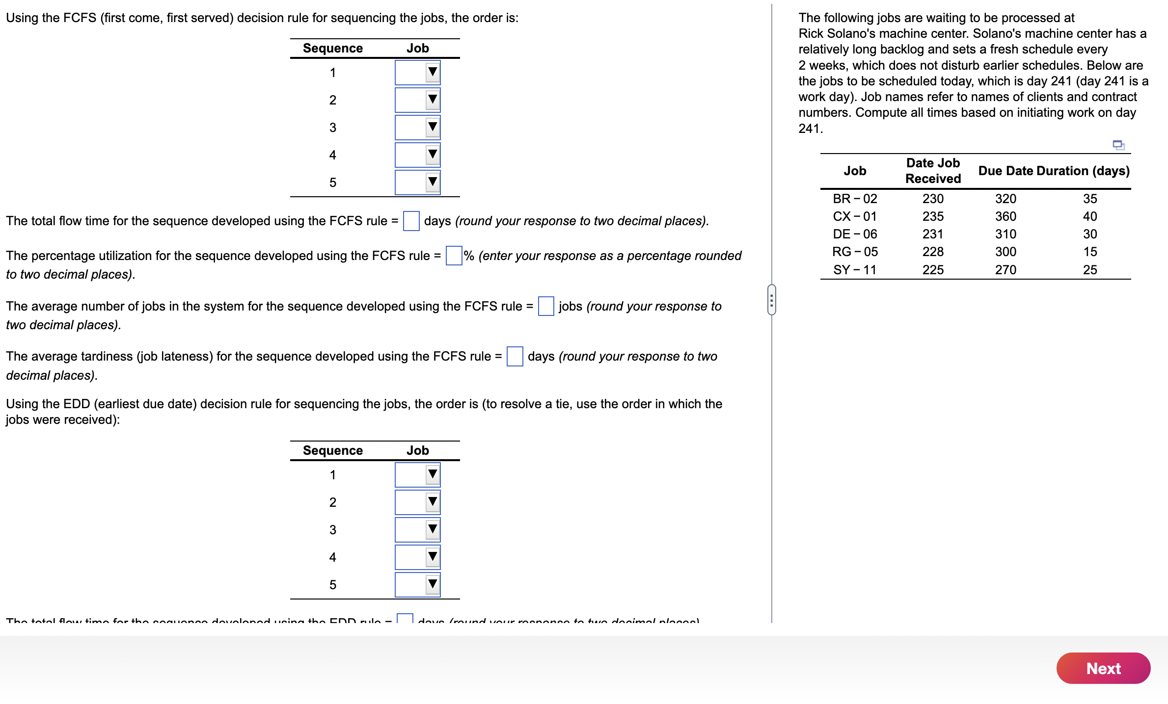  PLEASE DO NOT DELETE: Using the FCFS(first come, first served) decision