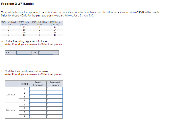  Problem 3-27(Static) Tucson Machinery, Incorporated, manufactures numerically controlled machines, which sell