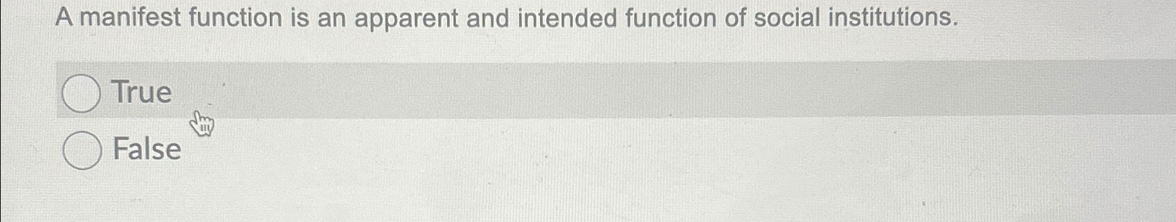  A manifest function is an apparent and intended function of social