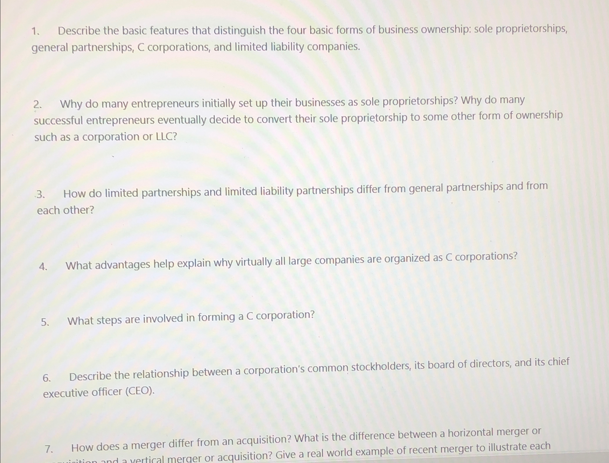  Describe the basic features that distinguish the four basic forms of