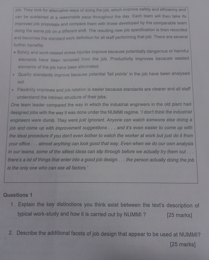  SECTION 2 Case Study - NUMMI - New United Motor Manufacturing.