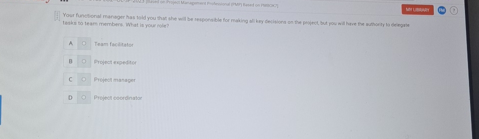  [Based on Project Management Professional (PMP) Based on PMBOKT] Your functional