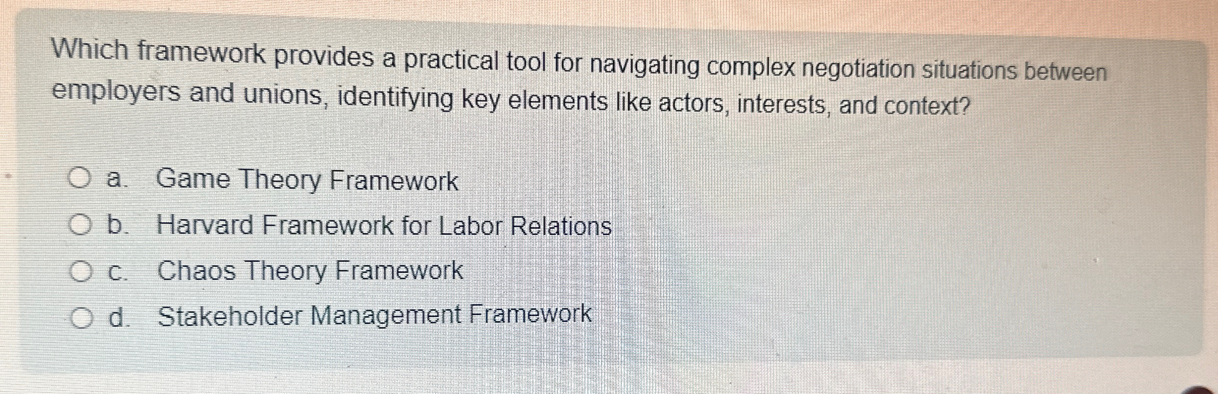  Which framework provides a practical tool for navigating complex negotiation situations