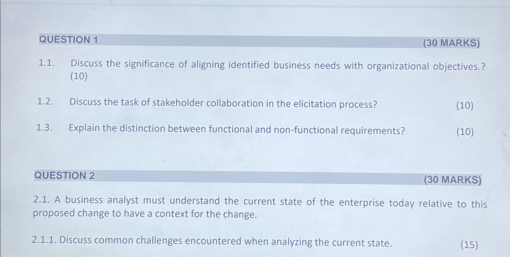  QUESTION 1 (30 MARKS) 1.1. Discuss the significance of aligning identified