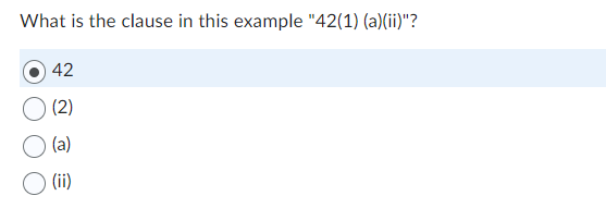  What is the clause in this example "42(1)(a)(ii)"? 42 (2) (a)