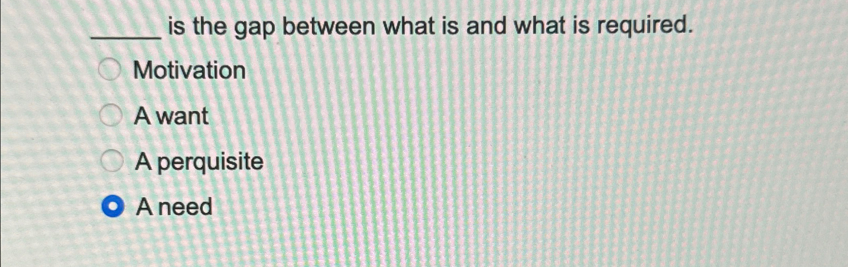  is the gap between what is and what is required. Motivation