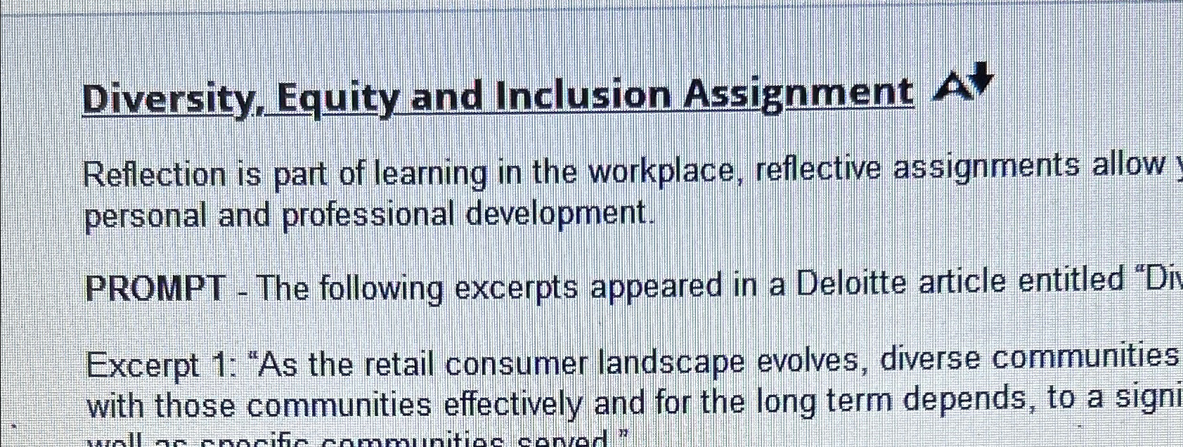  Diversity, Equity and Inclusion Assignment Reflection is part of learning in