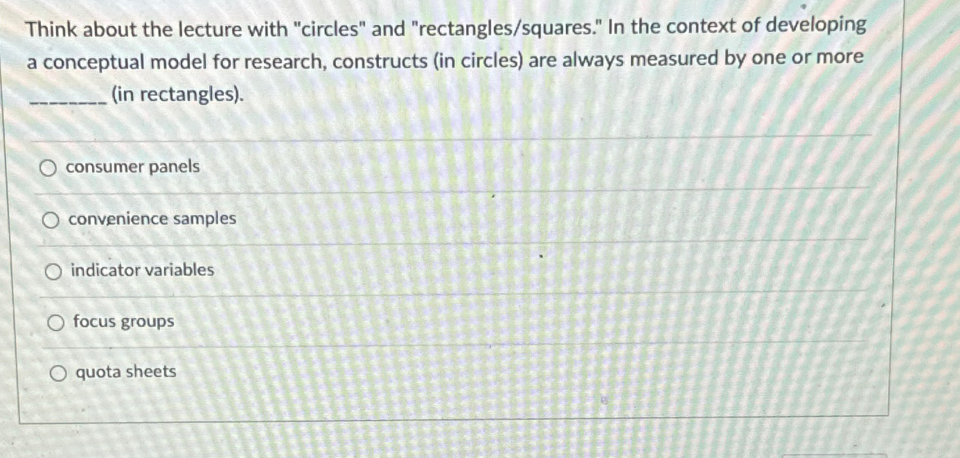  Think about the lecture with "circles" and "rectangles/squares." In the context