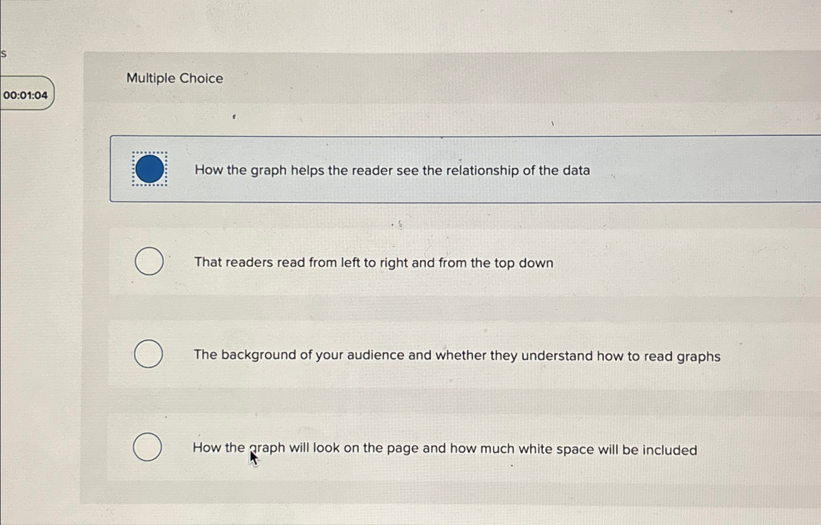  Multiple Choice How the graph helps the reader see the relationship